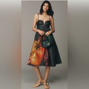 NWT Anthropologie Maeve Twofer Faux Leather Babydoll Dress Size L